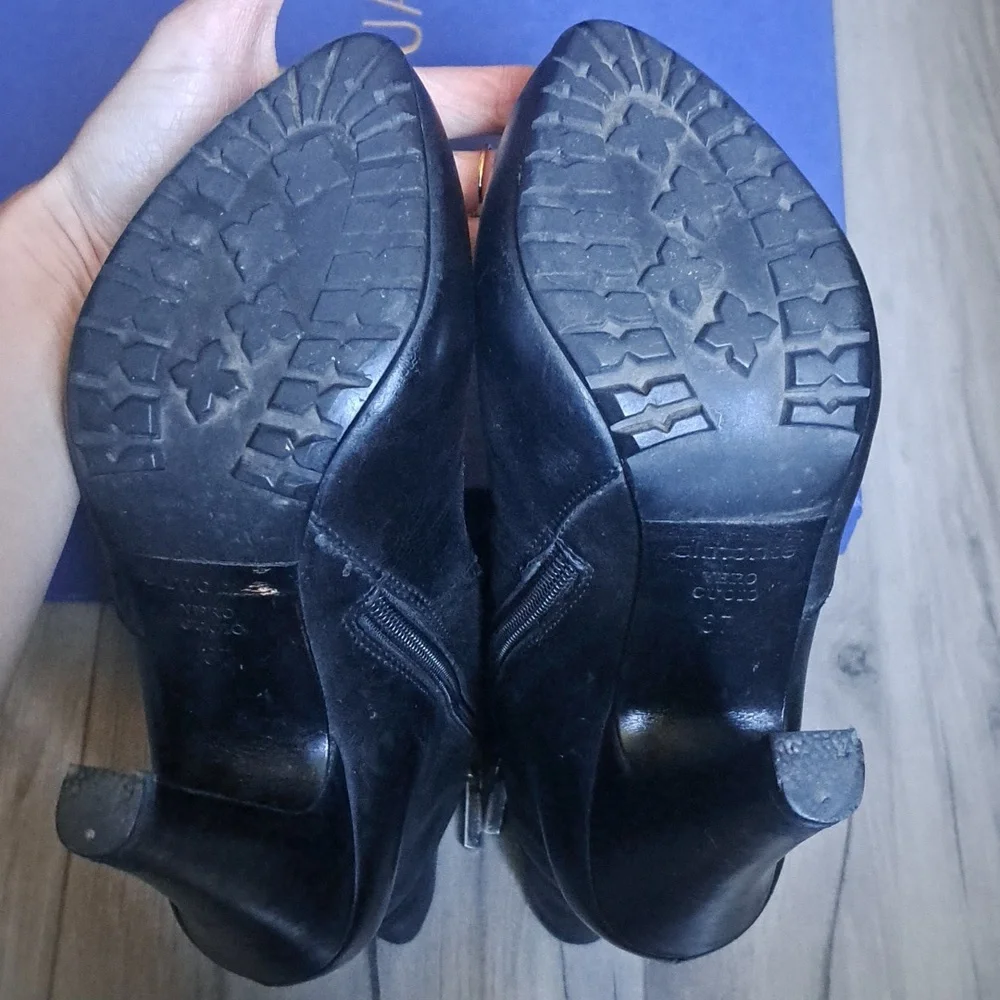 Winter heeled ankle boots, black leather, sz37 - Picture 5 of 6